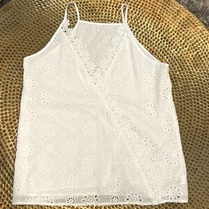 White Eyelet Lined Tank Top Size L
